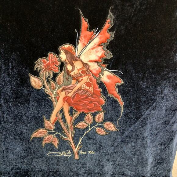 Auto Expressions Amy Brown Fairy Rose Blue Velvet Universal-Fit Front Seat Cover - Picture 14 of 14